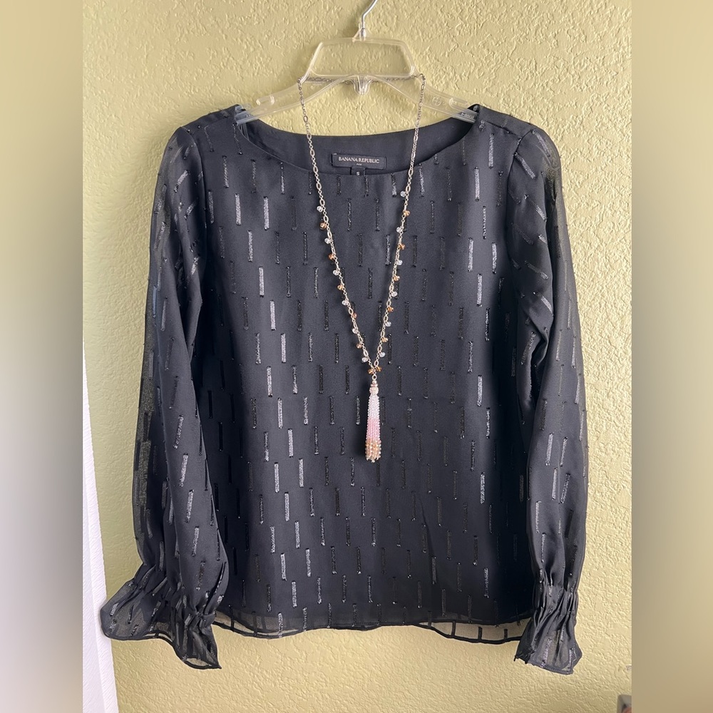 Banana Republic Preppy and Shimmery Black Top